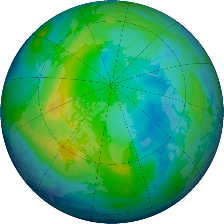 Arctic ozone map for 17 November 1993